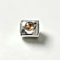 Heart shaped champagne zircon link for Italian modular bracelet in stainless steel - Champagne Zirconia (#5)