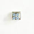 Charm modulare italiano in acciaio inossidabile con zirconi azzurri a forma di trifoglio - Blu Chiaro (#6)