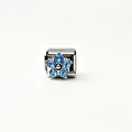 Stainless steel Italian charm link featuring a blue zircon flower design for bracelets - Sky Blue Flower
