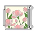 Link modulare italiano in acciaio inox smaltato floreale per braccialetti fai da te creativi - Tulipani Rosa (1)