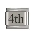 Maglia charm italiana in acciaio inossidabile con incisione '4th' per bracciali fai-da-te - Maglia Data 4°