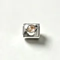 Italian modular bracelet charm in stainless steel with champagne heart zircon stone - Light Champagne Zirconia (#6)