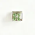 Maglia charm italiana in acciaio inox con quadrifoglio in zircone verde per bracciali fai-da-te - Verde Brillante (#8)