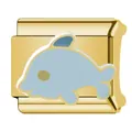 Premium gold and blue enamel dolphin Italian modular link charm in stainless steel - Dolphin Style (#8)
