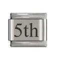 Silver stainless steel Italian modular charm link with printed 5th number for DIY bracelet - 5th Date Link