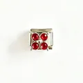 Maglia modulare italiana con quadrifoglio in zircone rosso in acciaio inossidabile - Rosso (#9)