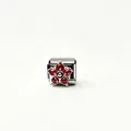 Premium stainless steel Italian modular bracelet link featuring a red zircon flower charm. - Red Flower