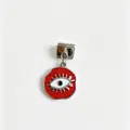 Ciondolo per bracciale componibile italiano con occhio del male in smalto rosso rotondo - Ciondolo Malocchio Rosso / Rosso & Argento
