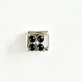 Modulo per bracciale italiano in acciaio inox con quadrifoglio e zirconi neri - Nero (#10)