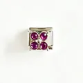 Charm modulare italiano in acciaio inossidabile con quadrifoglio in zircone rosa - Fucsia (#11)