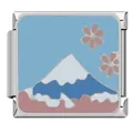 Italienisches Armband-Modul aus Edelstahl mit Fuji-Berg- und Kirschblüten-Motiv - Mt Fuji (#8) / Mehrfarbig