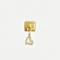 Charm modulare italiano con ciondolo a cuore in cristallo dorato per bracciali personalizzati - Ciondolo Cuore in Strass / Oro