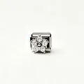 Silver stainless steel Italian modular link charm featuring a sparkling zircon flower design - Transparent White Flower