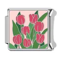 Italienisches Charm-Armbandglied aus Edelstahl mit rotem Tulpen-Emaille-Design - Rosa Tulpe Rosa Boden (7)