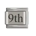 Stainless steel Italian charm module with 9th engraving for personalized DIY bracelets - 9th Date Link