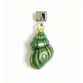 Elegante ciondolo a conchiglia in ceramica verde per bracciale modulare italiano nuovo - Ciondolo a Conchiglia Verde / Verde Argento Oro