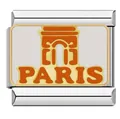 Edelstahl Glied für italienische Armbänder mit orangefarbenem Paris Triumphbogen Motiv - Arc de Triomphe (#10) / Mehrfarbig