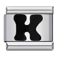 Classic stainless steel Italian modular bracelet charm featuring a black letter K - Letter K