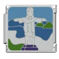 Italienisches Edelstahl-Charm-Modul mit Rio Christusstatue-Emaille-Design-Verbindung - Christ the Redeemer (#11) / Mehrfarbig