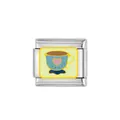 Charme pour bracelet modulaire italien avec tasse à thé bleue et cœur rose en acier - Motif Tasse Cœur (32) / 1 Pièce