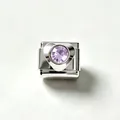 Italian charm bracelet modular link with a lavender purple heart-shaped zircon crystal - Purple Zirconia (#14)