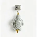 Ciondolo tartaruga marina in ceramica effetto marmo grigio per bracciale modulare italiano - Forma di Tartaruga Marina / Grigio Argento