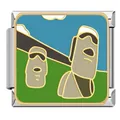 Italienischer Edelstahl-Charm-Link mit Moai-Statue-Emaille-Design für DIY-Schmuckarmbänder - Moai (#13) / Mehrfarbig