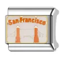 Italienisches Charm-Glied aus Edelstahl mit San Francisco Golden Gate Bridge Design - Golden Gate Bridge (#14) / Mehrfarbig