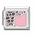 Custom stainless steel Italian charm link featuring a pink leopard print and solid pink enamel. - Pink Black Leopard Print Pattern (#15) / 1 Piece