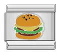 Maglia charm modulare italiana in acciaio con design hamburger colorato in smalto per bracciale DIY - Motivo Hamburger (#12) / 1 Pezzo