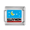 Stainless steel Italian modular bracelet charm with I LUV MOM and moon enamel design - I LUV MOM Letters Pattern (#16) / 1 Piece