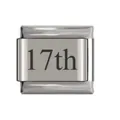 Stainless steel 17th anniversary Italian charm link for modular bracelets - 17th Date Link