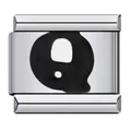 Durable silver stainless steel Italian modular charm link featuring a black enamel letter Q - Letter Q