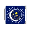 Customizable Italian charm link in stainless steel featuring a celestial moon and planet motif - Universe Planets Floral Blue Pattern (#17) / 1 Piece