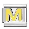 Silver stainless steel Italian charm link featuring a golden letter M for DIY jewelry. - M / Silver And Yellow