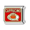 Stainless steel Italian modular charm link featuring a red Cappuccino coffee design - CAPPUCINO Coffee Theme Style (#16)