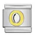 Stainless steel Italian modular charm link with yellow circle letter O for DIY bracelets - Letter O / Silver And Yellow