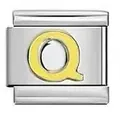 Modular stainless steel Italian bracelet charm link with golden letter Q design - Letter Q / Silver And Yellow
