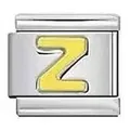 Gold letter Z charm link made of stainless steel for DIY Italian modular bracelets - Letter Z / Silver And Yellow