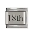 Premium silver stainless steel Italian modular charm link with 18th birthday engraving detail - 18th Date Link
