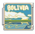 Personalisierter italienischer Charm aus Edelstahl mit Bolivien-Landschaft-Emaille - Bolivia Theme (#17) / Mehrfarbig