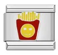 Charme modulaire italien pour bracelet DIY avec frites émaillées et visage souriant - Motif Frites (#10) / 1 Pièce