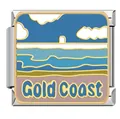Italienisches Modul-Armband-Glied aus Edelstahl mit Gold Coast Strand-Sonnenuntergang - Gold Coast (#18) / Mehrfarbig