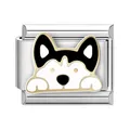 Χαριτωμένο σύμβολο husky από σμάλτο και ατσάλι για αρθρωτά ιταλικά βραχιόλια DIY - Χάσκι Κοντινό (#18)