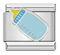 Charme de biberon bleu en émail pour bracelet modulaire italien en acier inox. - Motif Biberon (#1) / 1 Pièce