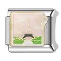 Individueller italienischer Charm aus Edelstahl mit Eiffelturm-Briefmarkenmotiv aus Paris - Eiffel Tower (#20) / Mehrfarbig