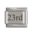 Custom stainless steel Italian charm module with 23rd engraving for DIY link bracelet - 23rd Date Link