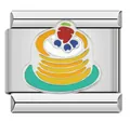 Maillon de bracelet italien avec un motif coloré de pancakes en acier inoxydable. - Motif Crêpes (#3) / 1 Pièce