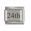 Stainless steel Italian modular charm with 24th anniversary engraving for bracelet - 24th Date Link
