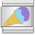Charme pour bracelet modulaire italien en acier inoxydable avec motif de glace coloré. - Motif Glace (#4) / 1 Pièce